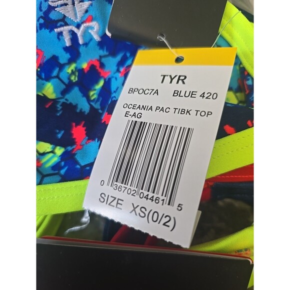 TYR Womens Blue/neon Oceania Crosscutfit Tie Workout Bikini Sz XS New - Picture 4 of 4